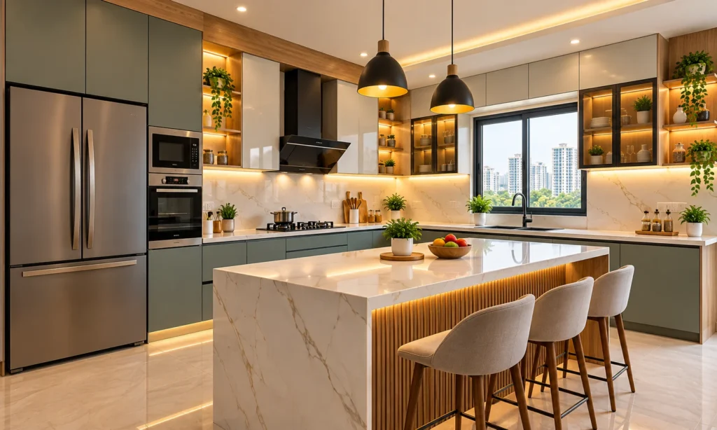 Warm Modern Modular Kitchen